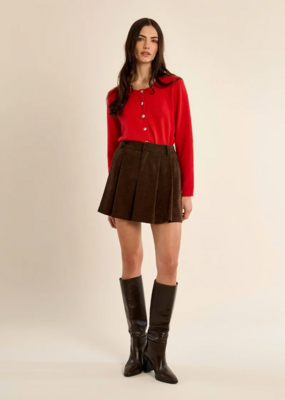 Molly Bracken Emmie Corduroy Mini Skort in Chocolate