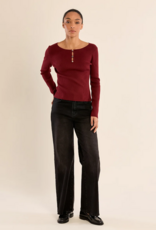 Molly Bracken Kayia Heart Button Knit Top