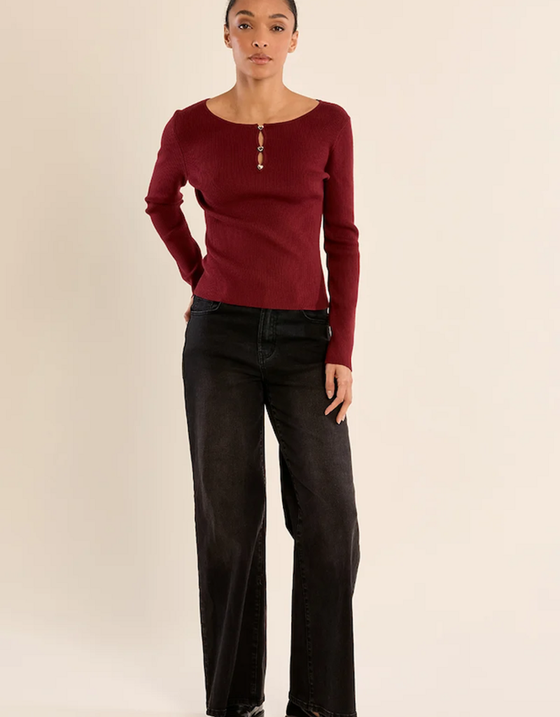 Molly Bracken Kayia Heart Button Knit Top