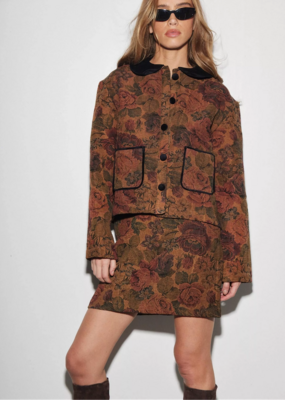 Louizon Domitille Jacquard Jacket with Velvet Collar