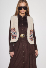 Louizon Yozza Embroidered Sherpa Vest in Ecru Cream