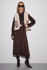 Louizon Yozza Embroidered Sherpa Vest in Ecru Cream