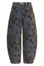 Cream Ramona Floral Barrel Jean in Dark Wash