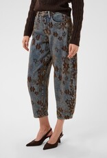 Cream Ramona Floral Barrel Jean in Dark Wash