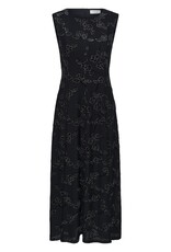 Cream Lilith Midi Dress With Flower Detail in Black