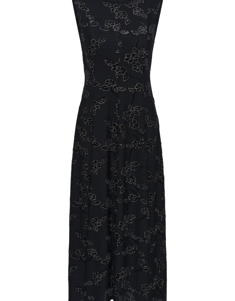 Cream Lilith Midi Dress With Flower Detail in Black