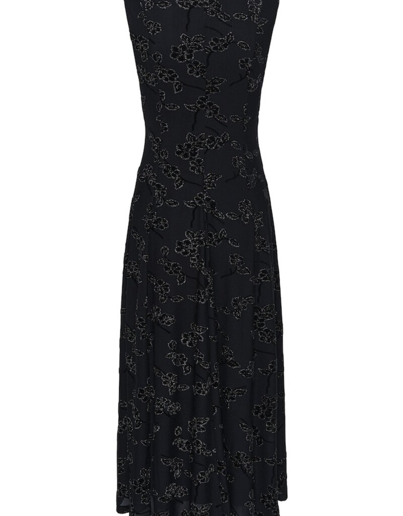 Cream Lilith Midi Dress With Flower Detail in Black