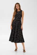 Cream Lilith Midi Dress With Flower Detail in Black