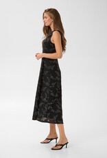 Cream Lilith Midi Dress With Flower Detail in Black