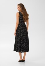 Cream Lilith Midi Dress With Flower Detail in Black