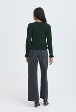 B.Young Omea Long Sleeve Knit With Frills in Scarab Green