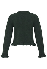 B.Young Omea Long Sleeve Knit With Frills in Scarab Green
