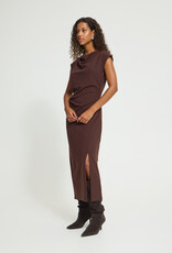 ICHI Katine High Neck Midi Dress in Fudge Brown