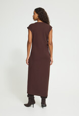 ICHI Katine High Neck Midi Dress in Fudge Brown