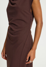 ICHI Katine High Neck Midi Dress in Fudge Brown
