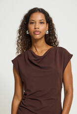 ICHI Katine High Neck Midi Dress in Fudge Brown