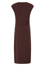 ICHI Katine High Neck Midi Dress in Fudge Brown
