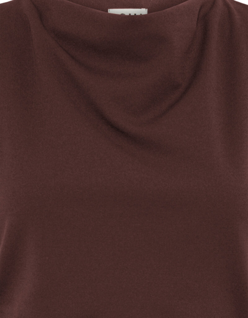 ICHI Katine High Neck Midi Dress in Fudge Brown