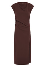 ICHI Katine High Neck Midi Dress in Fudge Brown
