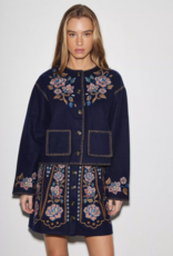 Louizon Fageo Navy Embroidered Skirt