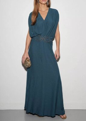 Louizon Cercy Maxi Dress With Art Deco in Green