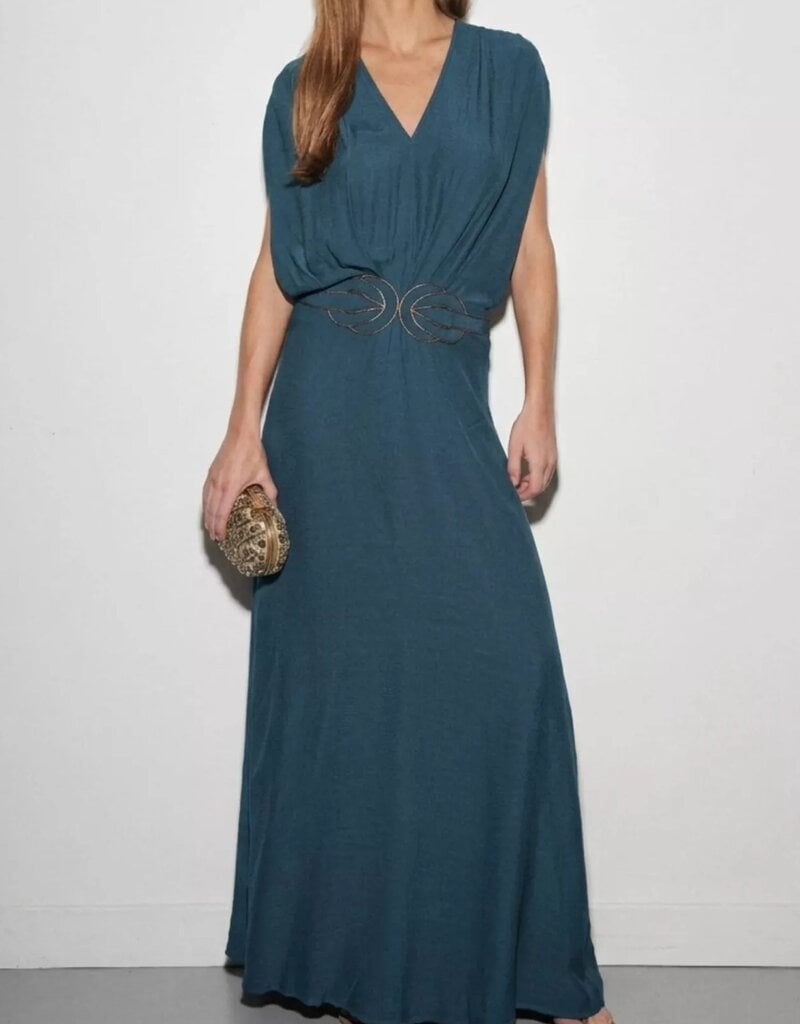 Louizon Cercy Maxi Dress With Art Deco in Green