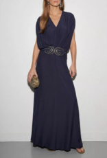 Louizon Cercy Maxi Dress With Art Deco in Navy