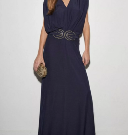 Louizon Cercy Maxi Dress With Art Deco in Navy