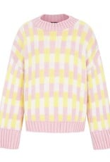 Cara and the Sky Charlotte Geometric Pattern Wide Sleeve Knit Jumper in Pink