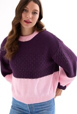 Cara and the Sky Taz Block Colour Jumper in Purple
