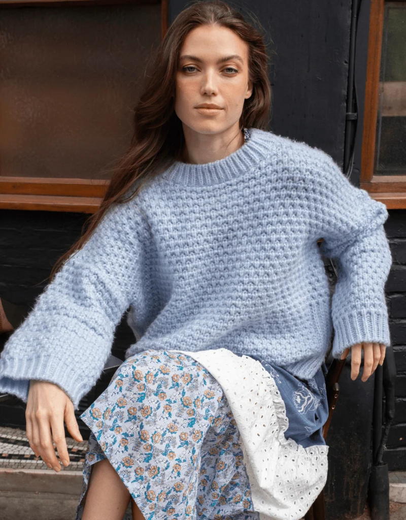 Cara and the Sky Darwin Oversized Chunky Knit Jumper in Blue