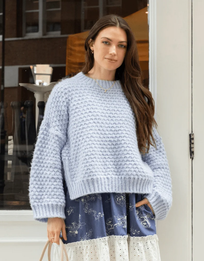 Cara and the Sky Darwin Oversized Chunky Knit Jumper in Blue