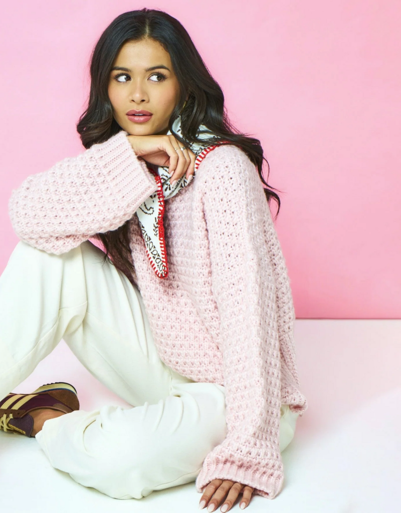 Cara and the Sky Darwin Oversized Chunky Knit Jumper in Pink