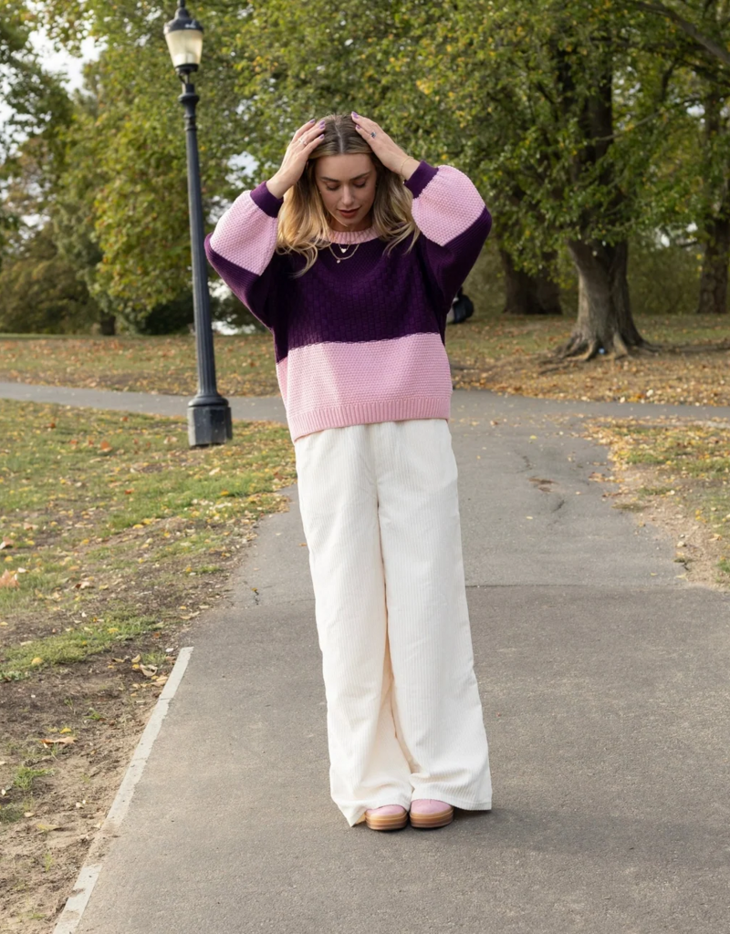 Cara and the Sky Taz Block Colour Jumper in Purple