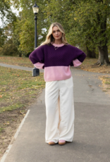 Cara and the Sky Taz Block Colour Jumper in Purple