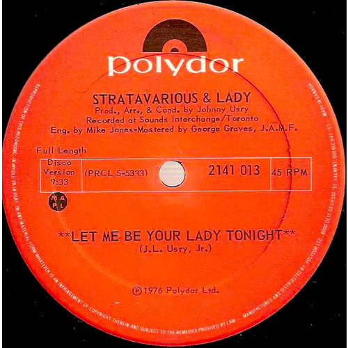 Stratavarious & Lady - Let Me Be Your Lady Tonight (12") [USED]