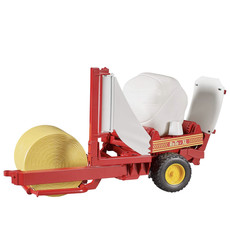 BRUDER BALE WRAPPER WITH YELLOW AND BLACK ROUND BALES