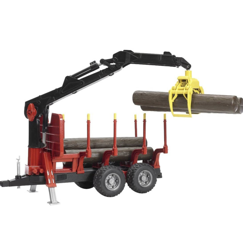 BRUDER FORESTRY TRAILER WITH CRANE, GRAPPLE AND 4 LOGS