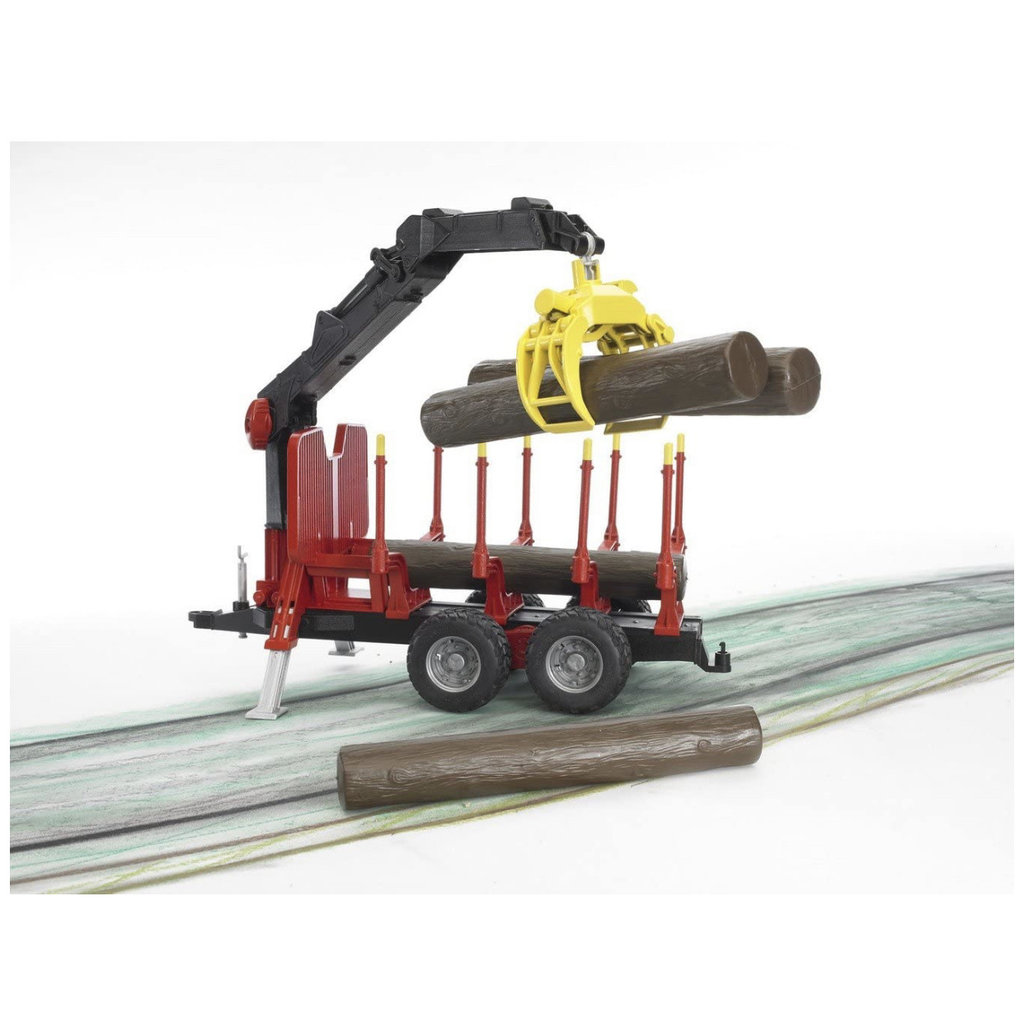 Bruder Forestry Trailer with Crane Grapple and 4 Logs