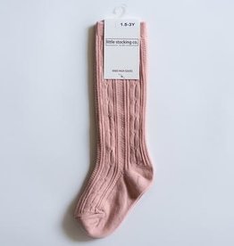 LITTLE STOCKING CO. BLUSH CABLE KNIT KNEE HIGH SOCKS