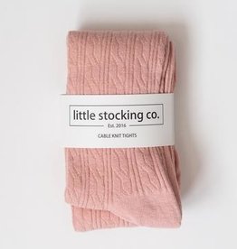 LITTLE STOCKING CO. BLUSH CABLE KNIT TIGHTS