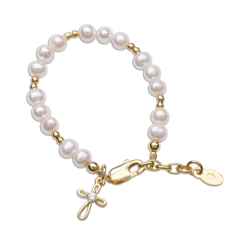 CHERISHED MOMENTS MAE - 14K GOLD PLATED PEARL BRACELET