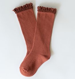 LITTLE STOCKING CO. RUST  LACE TOP KNEE HIGH SOCKS