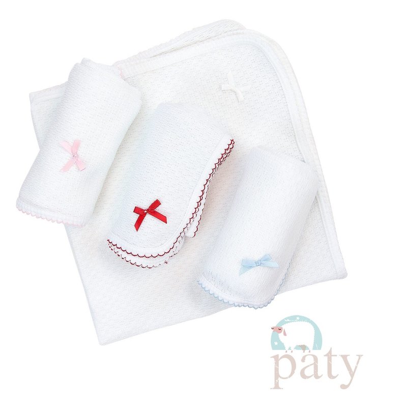 PATY SWADDLE BLANKET WITH COLORED TRIM AND BOW