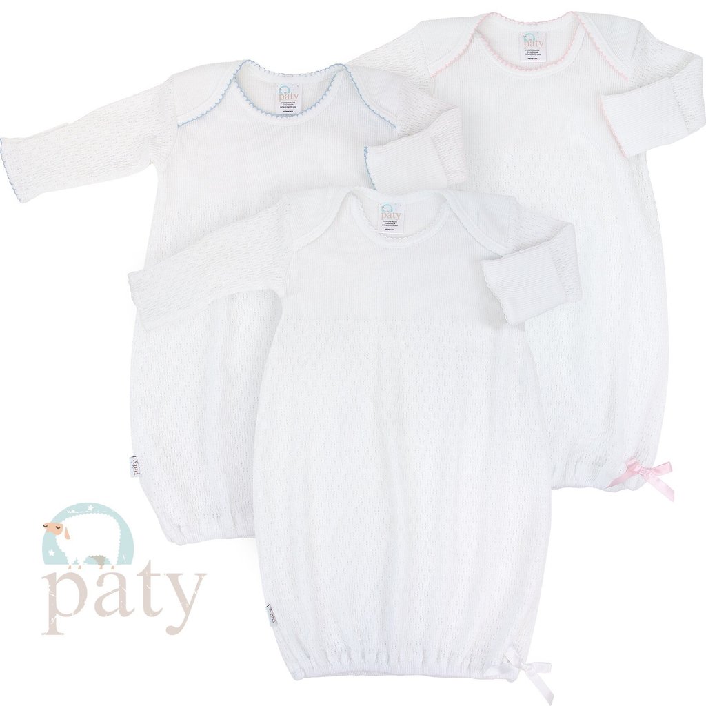 PATY LS WHITE LAP SHOULDER GOWN W/TRIM AND BOW