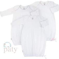 PATY LS WHITE LAP SHOULDER GOWN W/TRIM AND BOW