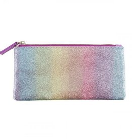 3C4G PINK STRIPED GLITTER PENCIL CASE