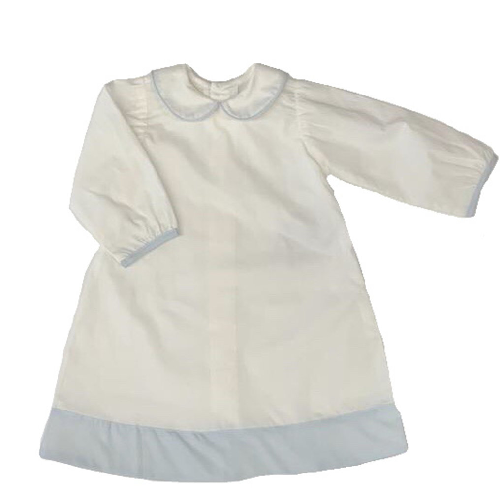 BABY SEN WHITE/BLUE BROOKS BOY DAYGOWN