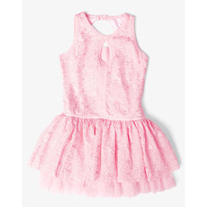 DANSHUZ EMBROIDERED MESH OVERLAY TANK TUTU DRESS- PINK