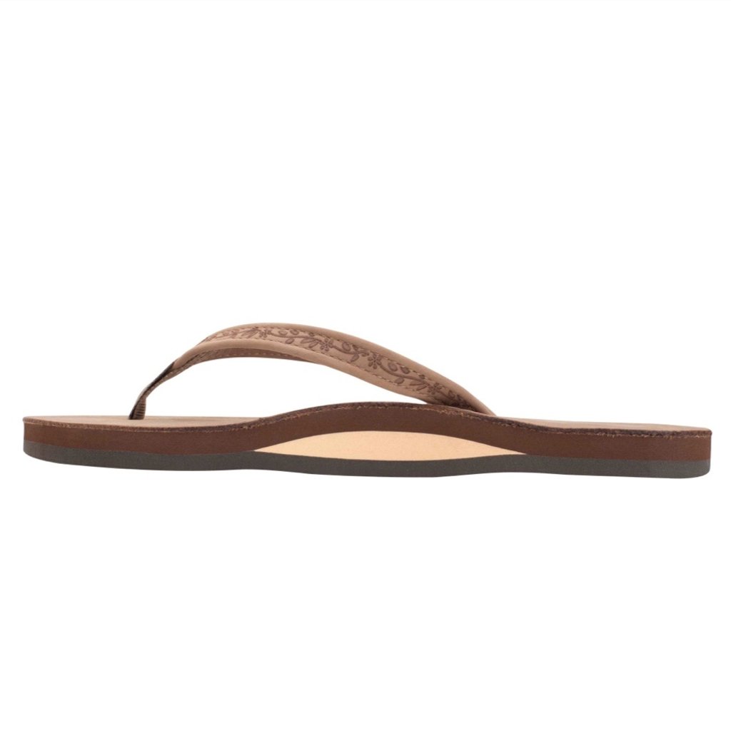 RAINBOW SANDALS LAS FLORES - PREMIER LEATHER WITH FLORAL NARROW STRAP